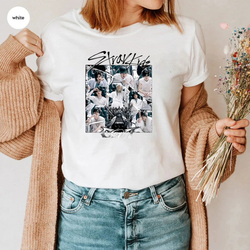 Camisa Stray Kids World Tour – Estampa Bang Chan, Lee Know, Changbin e Hyunjin | Estilo Kpop Feminina