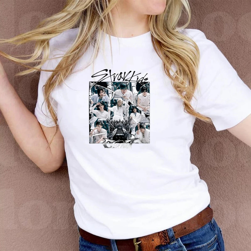 Camisa Stray Kids World Tour – Estampa Bang Chan, Lee Know, Changbin e Hyunjin | Estilo Kpop Feminina