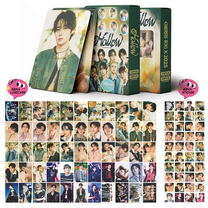 Kit com 95 Cards Stray Kids – HOLLOW Transparentes | Photocards de Hyunjin, Felix e Membros | Coleção Kpop
