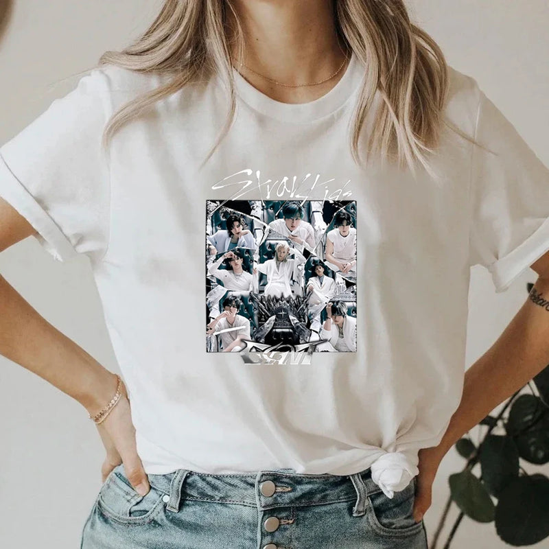 Camisa Stray Kids World Tour – Estampa Bang Chan, Lee Know, Changbin e Hyunjin | Estilo Kpop Feminina