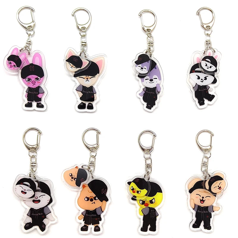 Kit com 8 Chaveiros Acrílicos Kpop – Fofo e Colecionável | Acessórios para Mochila, Bolsa ou Presente para Fãs