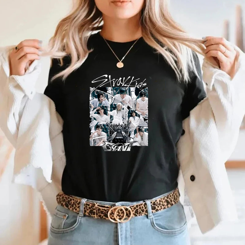 Camisa Stray Kids World Tour – Estampa Bang Chan, Lee Know, Changbin e Hyunjin | Estilo Kpop Feminina